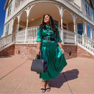 Green Satin Dress Shein 2X